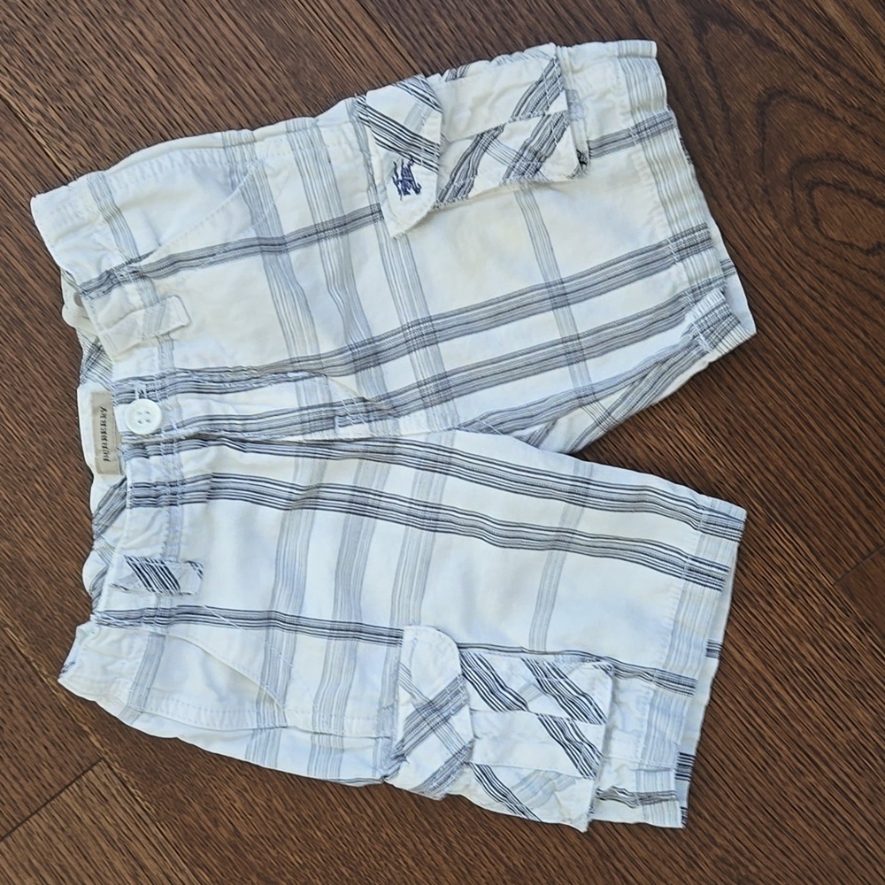 Burberry White and Blue Striped Shorts